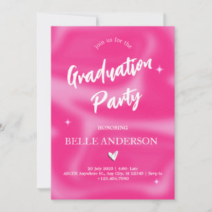 Invitation Brosses rose y2k graduation rétro