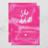 Invitation Brosses rose y2k rétro Graduation (Devant / Derrière)