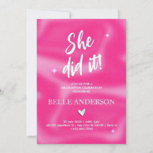 Invitation Brosses rose y2k rétro Graduation