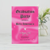 Invitation Brosses rose y2k rétro Licence de graduation (Debout devant)