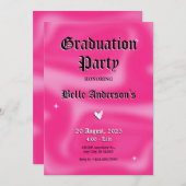 Invitation Brosses rose y2k rétro Licence de graduation (Devant / Derrière)