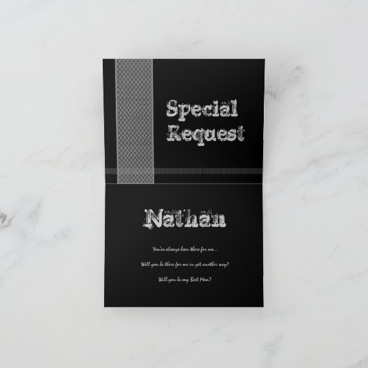 Invitation BROTHER Be My Best Man - Black and Silver Checks (Intérieur)