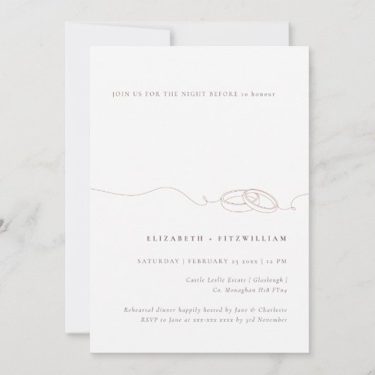 Invitation Brouille de ceinture Mariage simple minimale avant (Devant)