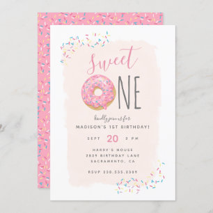 Invitation Brouiller   Doughnut rose saupoudrer doux 1er anni