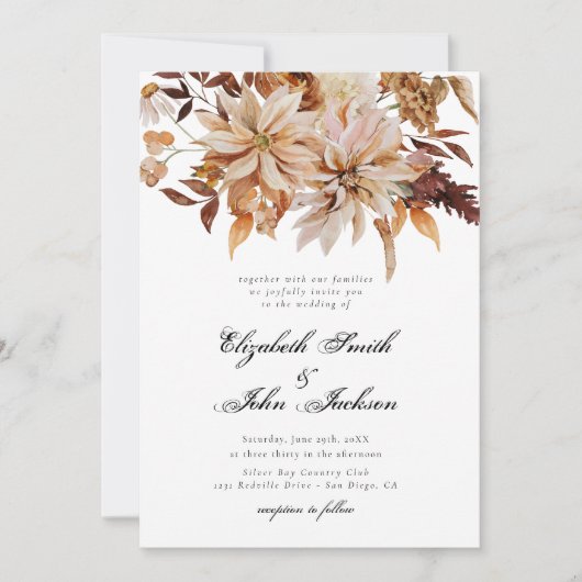 Invitation Broussaillement Automne Brûlé Orange Rouille Maria (Devant)