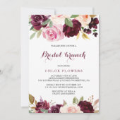 Invitation Broussaillement vert Bourgogne Floral Bridal Brunc (Devant)