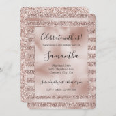 Invitation Broussailler Champagne Parties scintillant rose (Devant / Derrière)