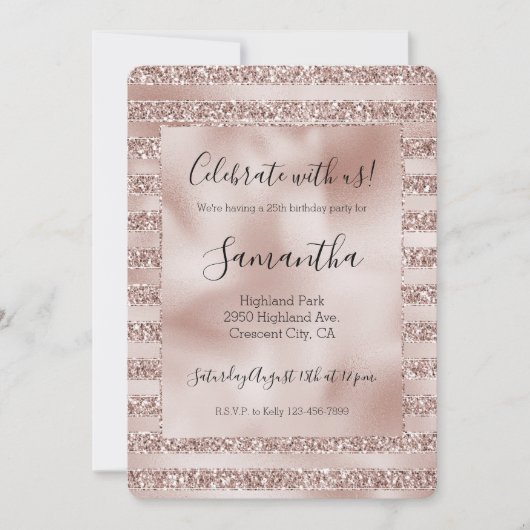 Invitation Broussailler Champagne Parties scintillant rose (Devant)