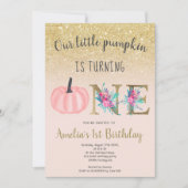 Invitation Broussailleux automne or petit citrouille 1er anni (Devant)