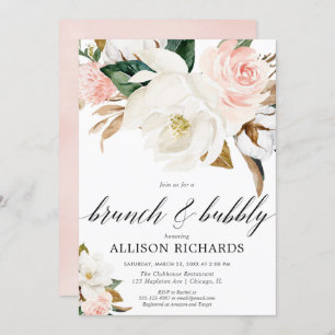 Invitation Broussailleux brun d'automne à fleurs blanches