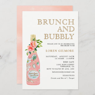 Invitation Broussch Gold Floral Brunch et Fête de l'mariée Bu