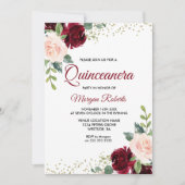 Invitation Brousse Bourgogne Parties scintillant Floral Quinc (Devant)