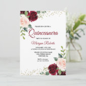 Invitation Brousse Bourgogne Parties scintillant Floral Quinc (Debout devant)