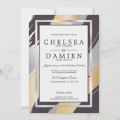 Invitation Brousse noire-or-argenté BOLDstries BarefootBride™ (Devant)