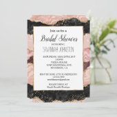 Invitation Brousse rose bordeaux Noir brillant Fête des marié (Debout devant)