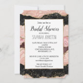 Invitation Brousse rose bordeaux Noir brillant Fête des marié (Devant)