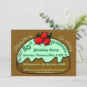 Invitation Brown 50th Birthday Party Chocolate Donut Dessert (Debout devant)