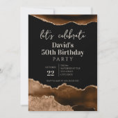Invitation Brown and Black Agate 50th Birthday Party (Devant)