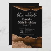 Invitation Brown and Black Agate 50th Birthday Party (Devant / Derrière)