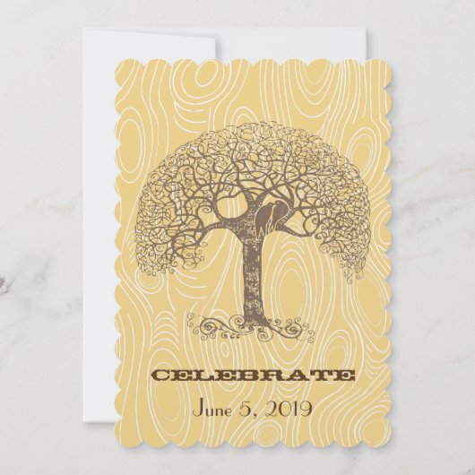 Invitation Brown arbre Inséparable Mariage de bois jaune (Dos)