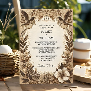 Invitation Brown Automne Bois Paperie Recyclé Mariage papier