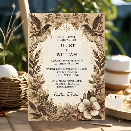 Invitation Brown Automne Bois Paperie Recyclé Mariage papier
