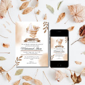 Invitation Brown Automne Feuilles Poussette Bébé Garçon Naiss