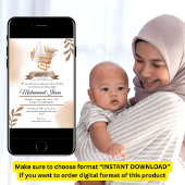 Invitation Brown Automne Feuilles Poussette Bébé Garçon Naiss