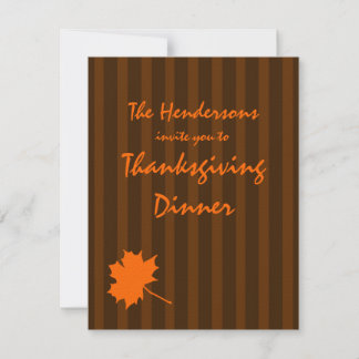 Invitation Brown automne rayures Thanksgiving Dîner Invitatio