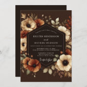 Invitation Brown Autumn Bloom Wedding (Devant / Derrière)
