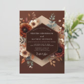 Invitation Brown Autumnal Bloom Wedding (Debout devant)