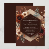 Invitation Brown Autumnal Bloom Wedding (Devant / Derrière)