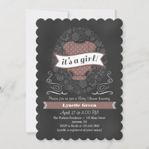 Invitation Brown Baby shower fille de tableau de b