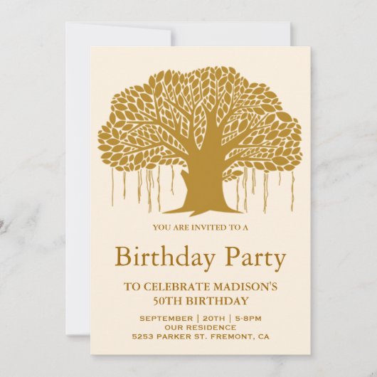 Invitation Brown Banyan Tree fête d'anniversaire (Devant)