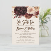 Invitation Brown Beige ivoire Floral Mariage Renouvellement V (Debout devant)