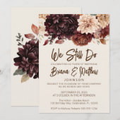 Invitation Brown Beige ivoire Floral Mariage Renouvellement V (Devant / Derrière)