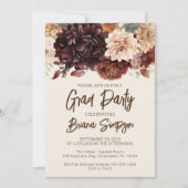 Invitation Brown Beige Ivory Floral Graduation Party (Devant)