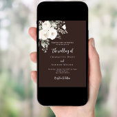 Invitation Brown bistre blanc roses mariage