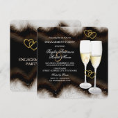 Invitation Brown Black Champagne Bague Coeur d'engagement (Devant / Derrière)