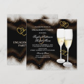 Invitation Brown Black Champagne Bague Coeur d'engagement (Devant / Derrière)