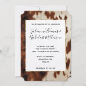 Invitation Brown Black Cream Southwest Cowhide Mariage (Devant)