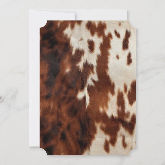 Invitation Brown Black Cream Southwest Cowhide Mariage (Dos)