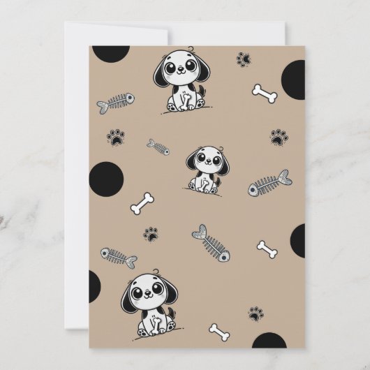 Invitation Brown & Black Fish Bones Chien Chien Chien Chien C (Dos)