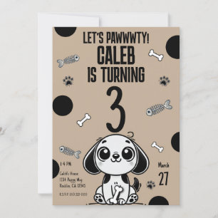 Invitation Brown & Black Fish Bones Chien Chien Chien Chien C