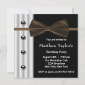 Invitation Brown Black Tuxedo Bow Cravate Hommes fête d'anniv (Devant)