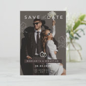 Invitation Brown blanc minimaliste mariage (Debout devant)