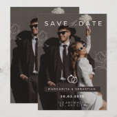 Invitation Brown blanc minimaliste mariage (Devant / Derrière)