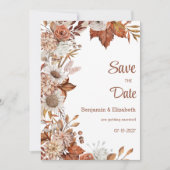 Invitation Brown blanc orange automne flore rustique Enregist (Devant)