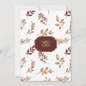Invitation Brown blanc orange automne flore rustique Tableau  (Dos)