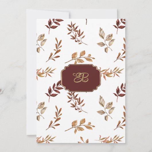 Invitation Brown blanc orange automne flore rustique Tableau  (Dos)